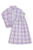 Girls' Lavender Plaid Floral Skirt Set