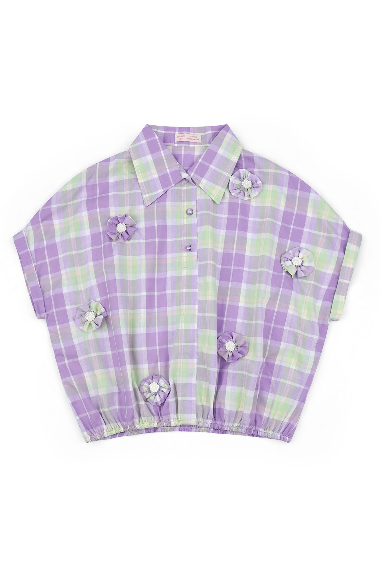 Girls' Lavender Plaid Floral Skirt Set