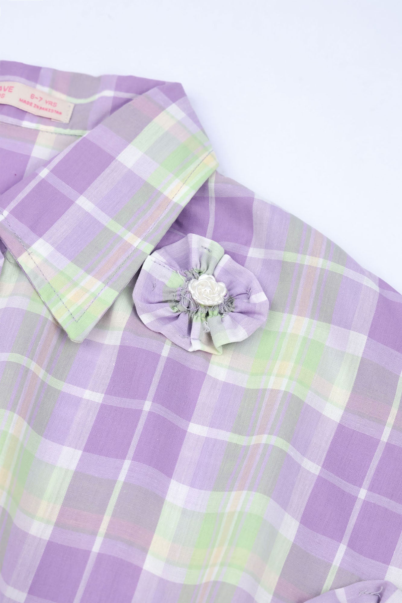 Girls' Lavender Plaid Floral Skirt Set