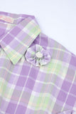 Girls' Lavender Plaid Floral Skirt Set