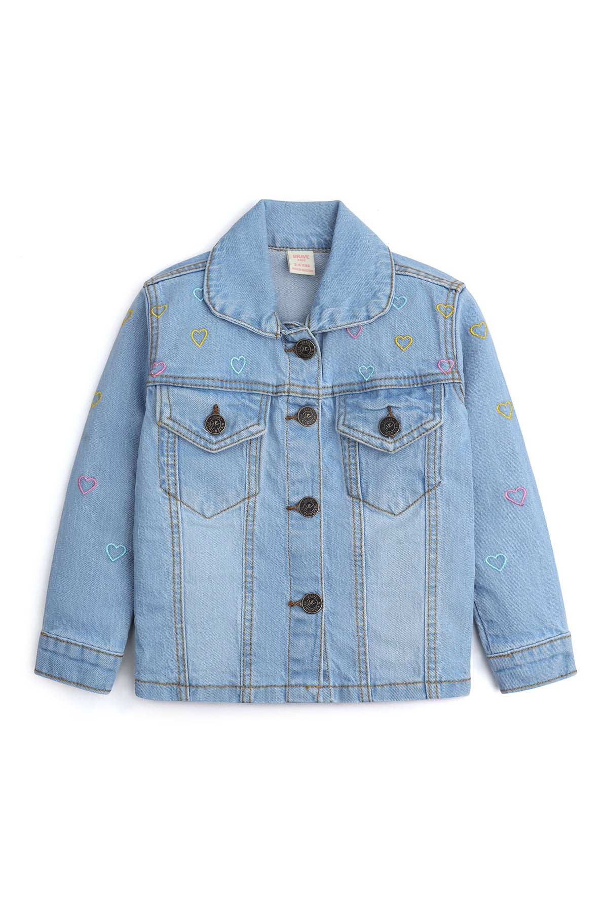 Heart Embroidered Denim Jacket