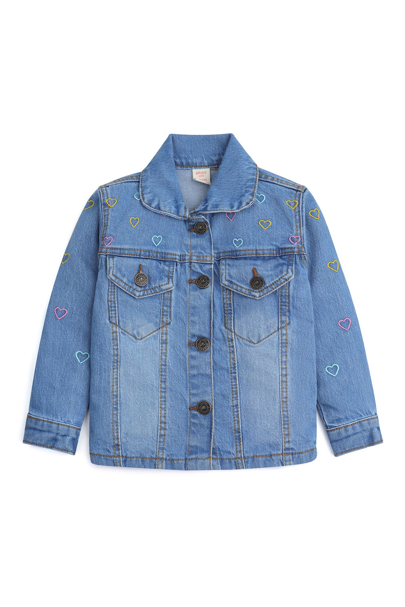 Heart Embroidered Denim Jacket