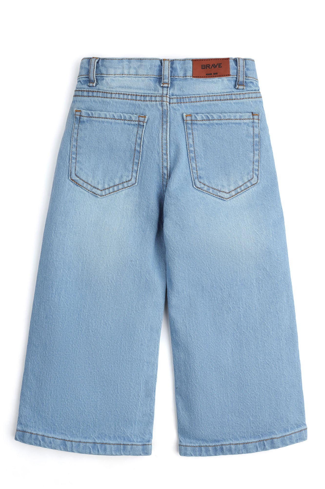 Girls  Wide-Leg Heart Patch Denim