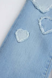 Girls  Wide-Leg Heart Patch Denim