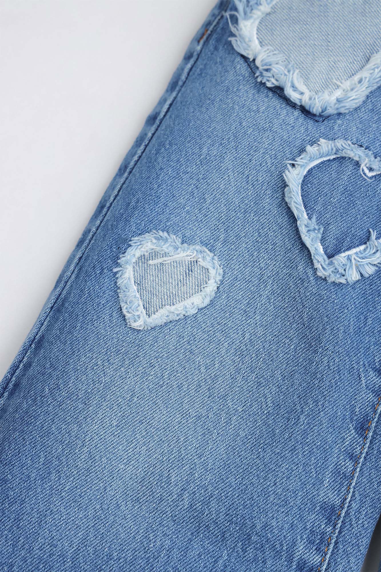 Girls  Wide-Leg Heart Patch Denim