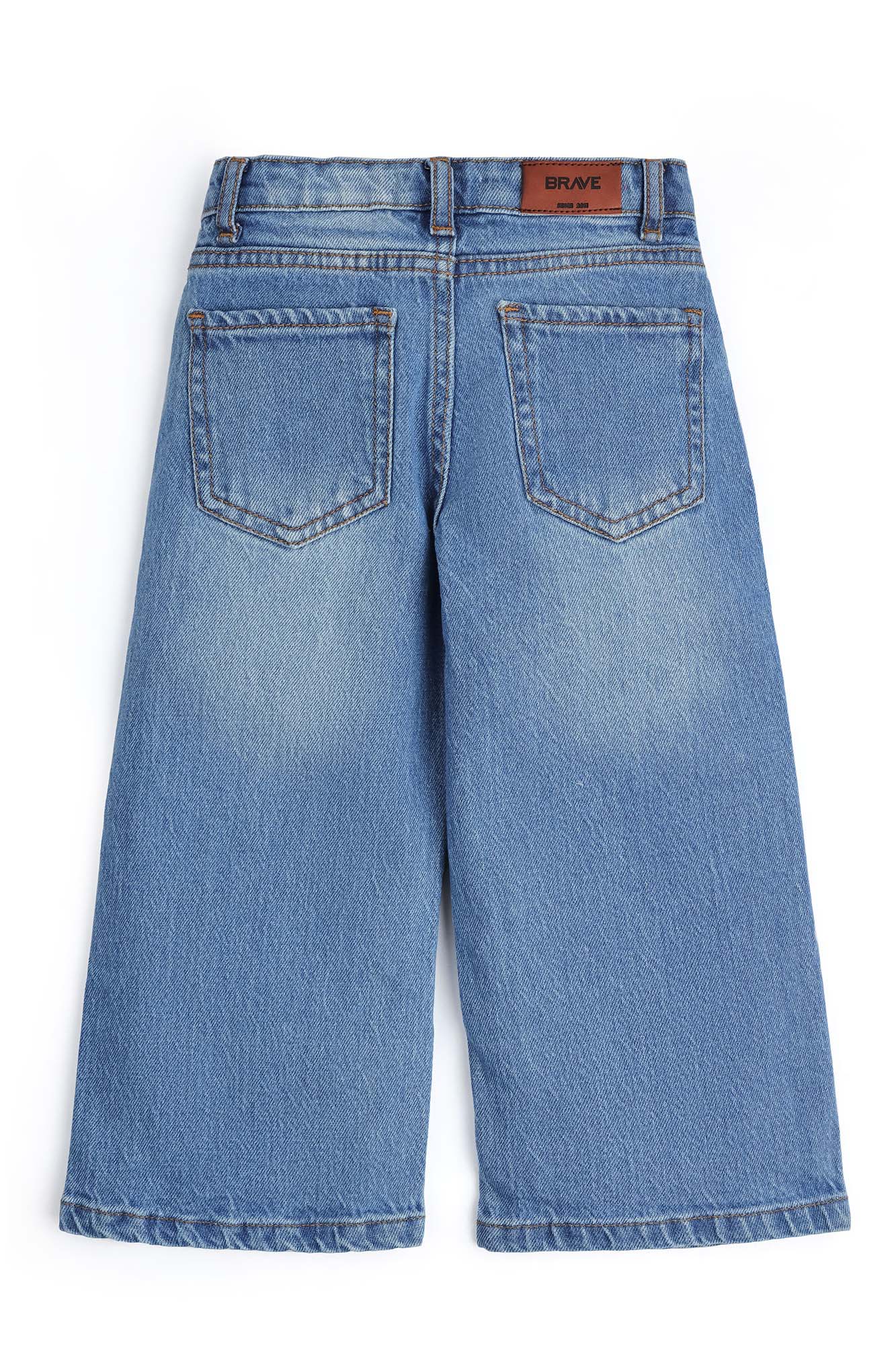 Girls  Wide-Leg Heart Patch Denim