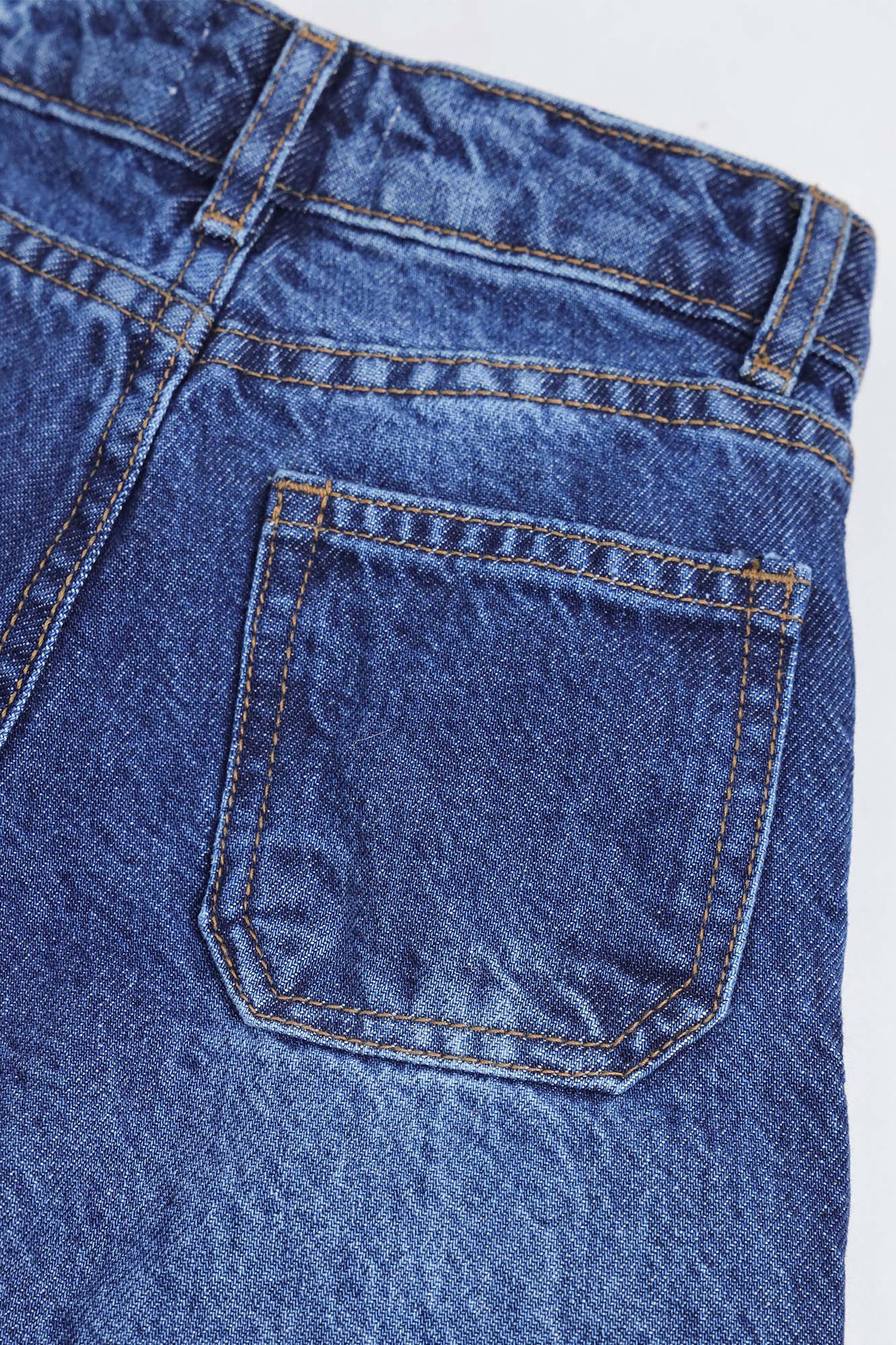 Girls Wide-Leg Heart Embroidered Denim
