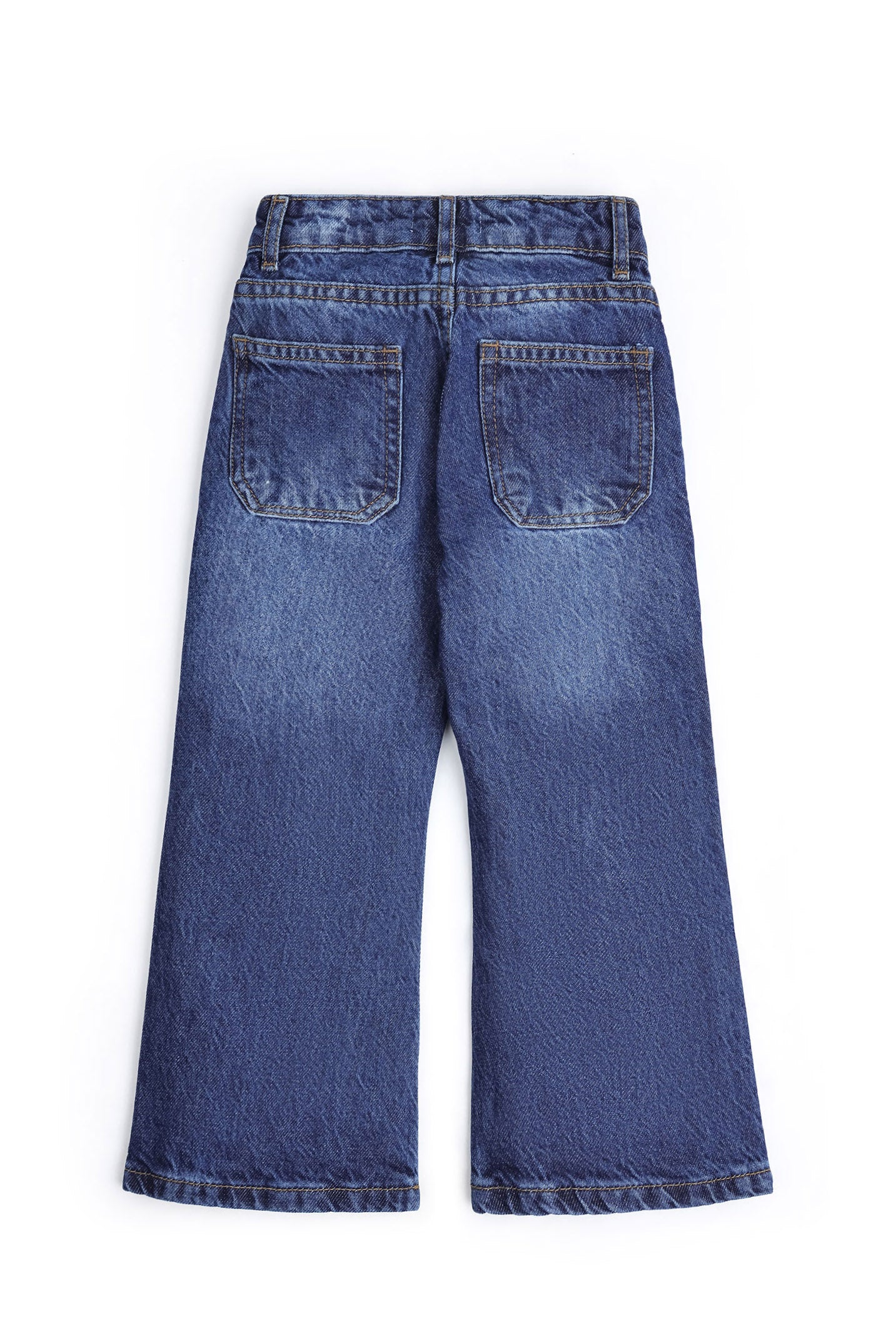 Girls Wide-Leg Heart Embroidered Denim