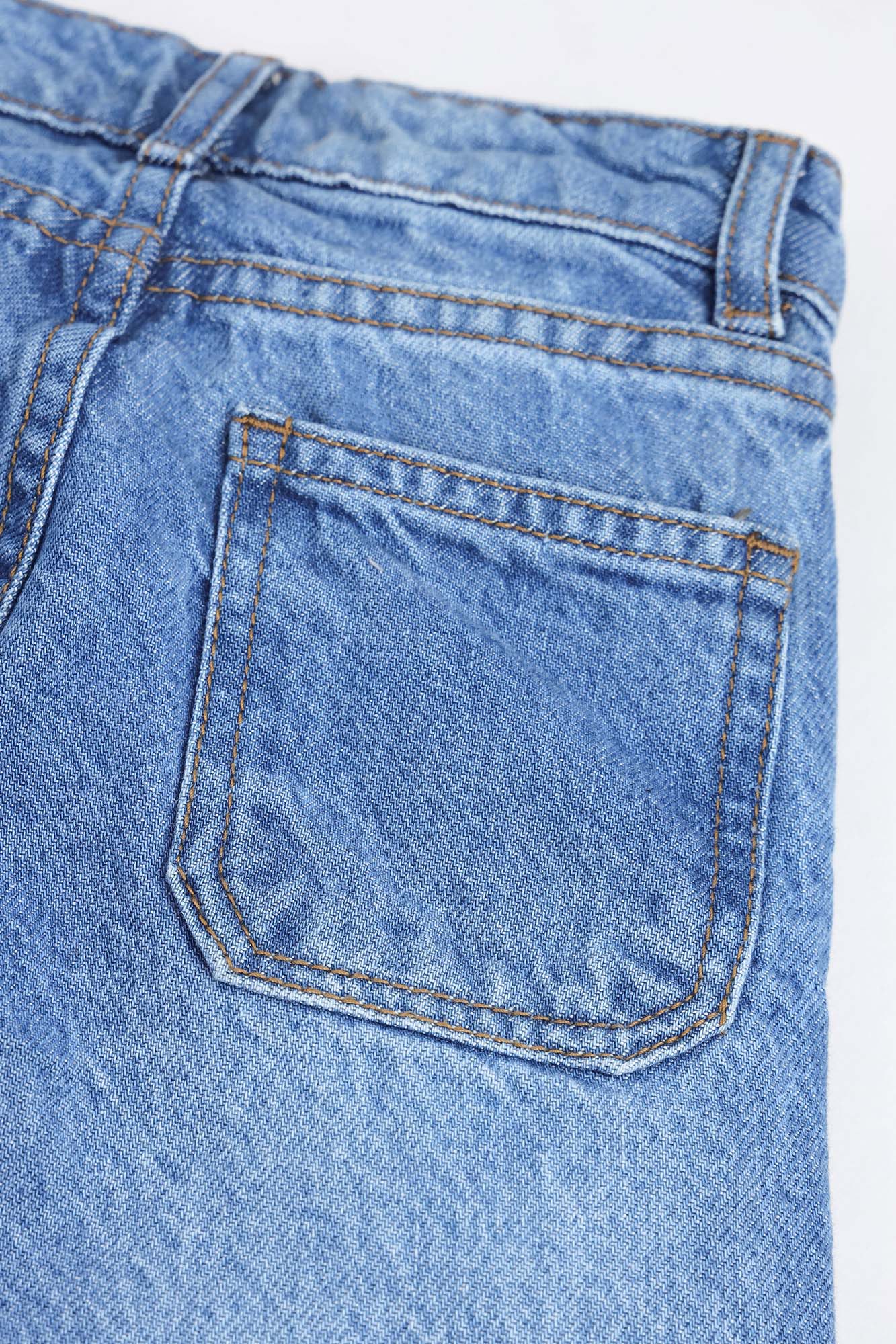 Girls Wide-Leg Heart Embroidered Denim
