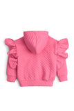 Ruffle Sleeve Quilted Zip-Up Hoodie