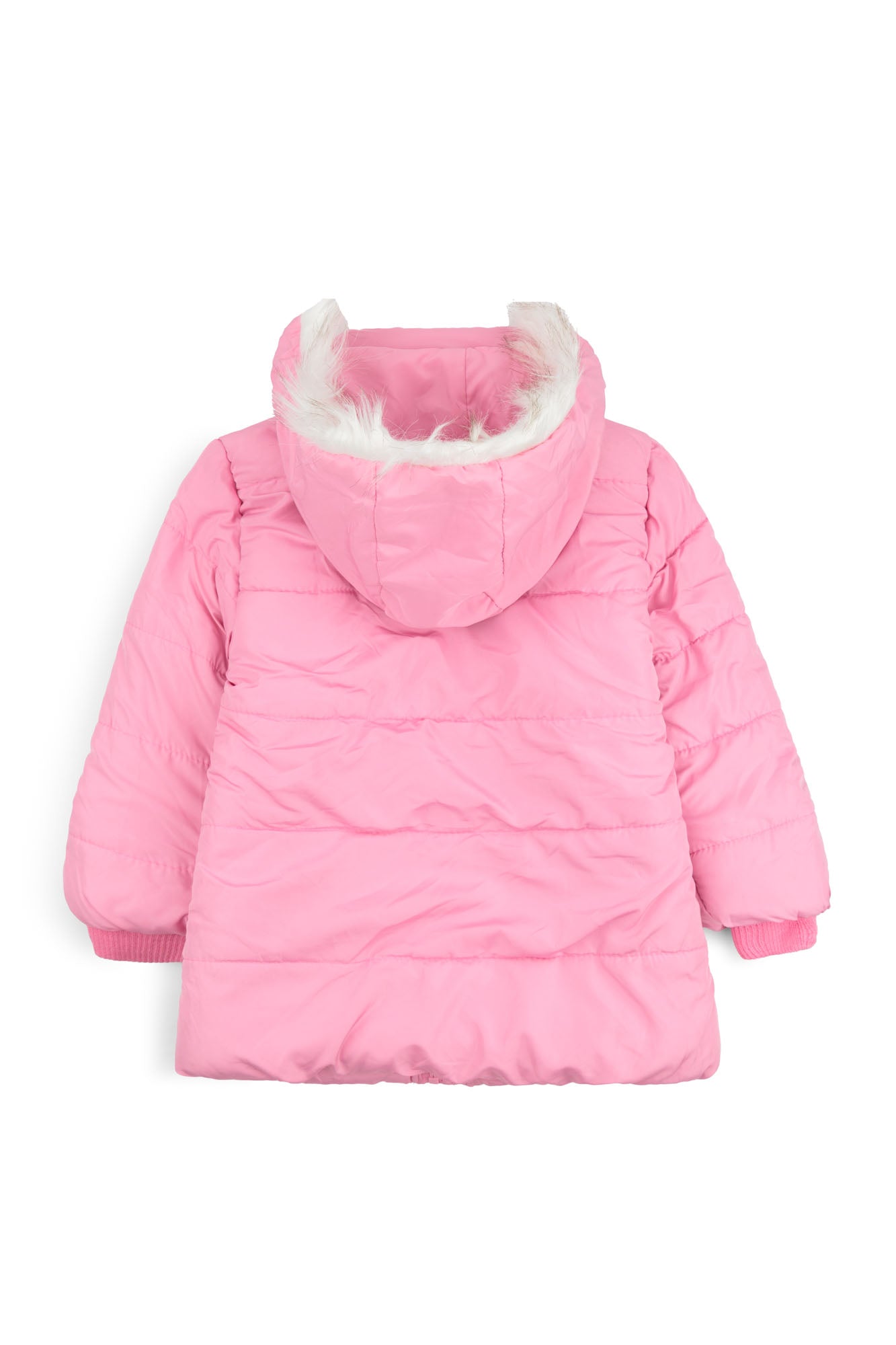 The Chevron Puffer with Faux Fur Hood