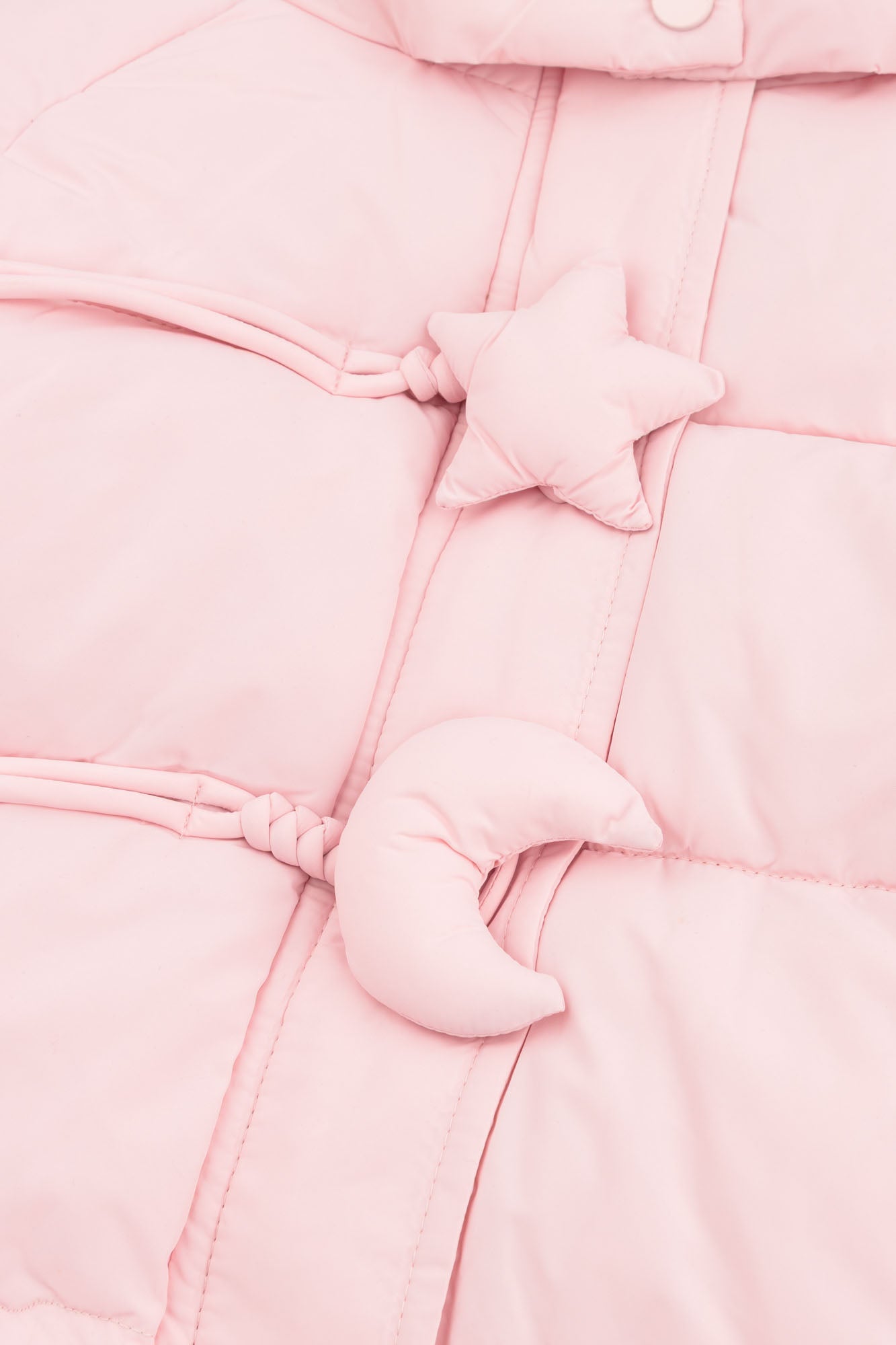 Baby Pink Puffer Jacket with Star and Moon Toggles