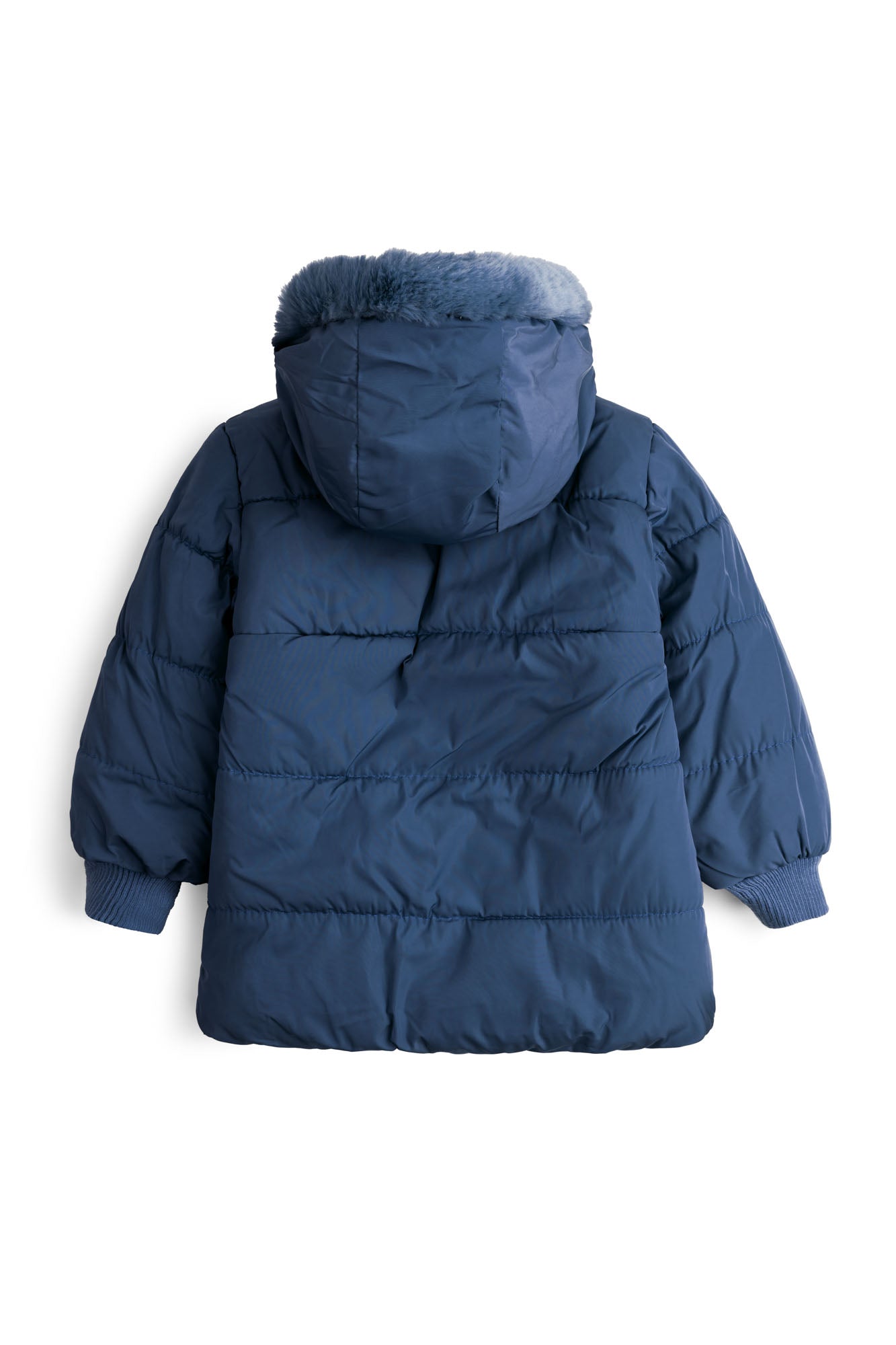The Cozy Navy-Quilted Faux Fur Puffer Jacket