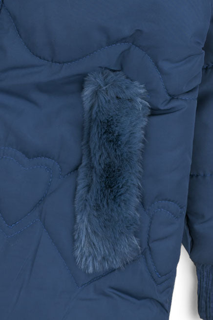 The Cozy Navy-Quilted Faux Fur Puffer Jacket
