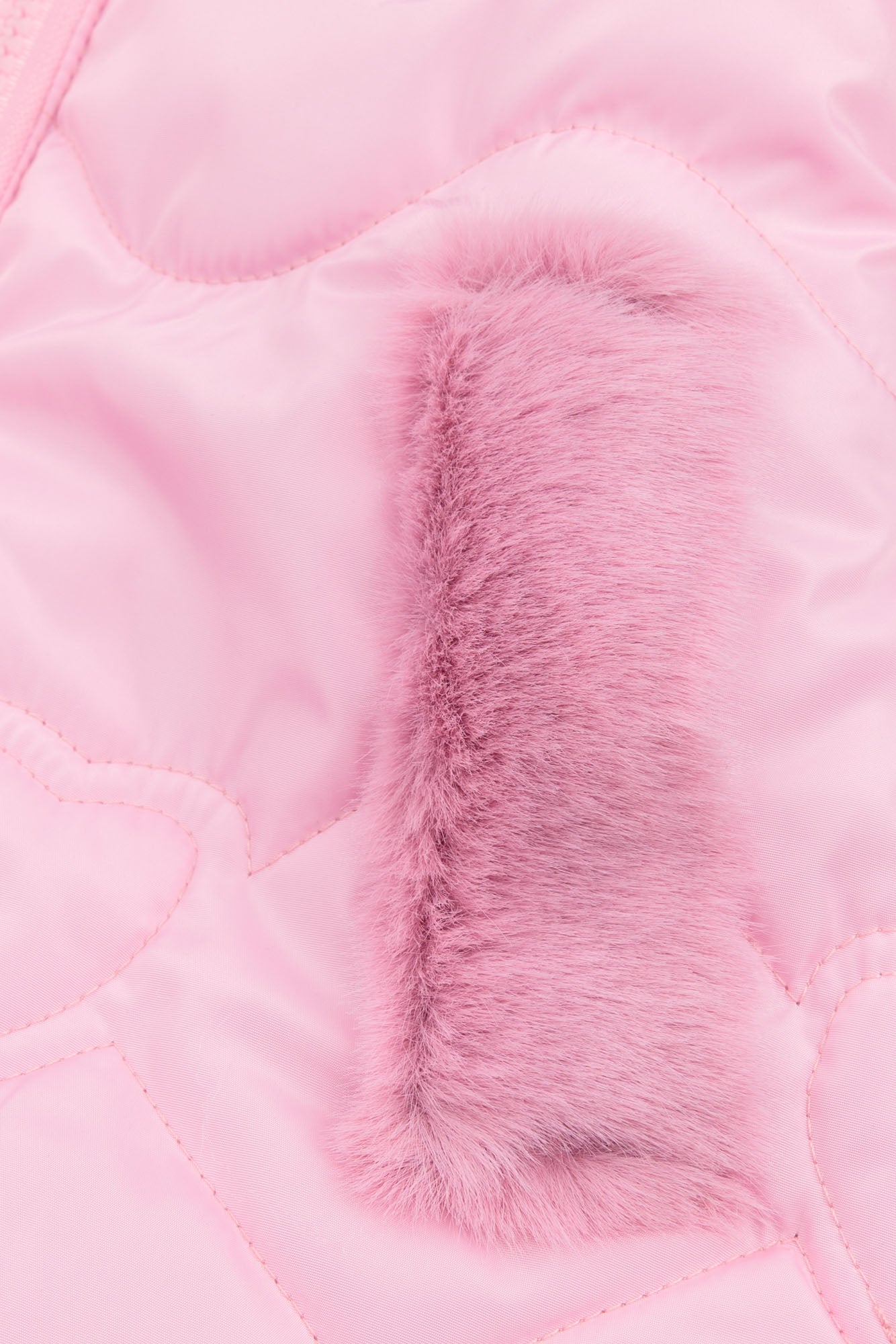 The Cozy Pink-Quilted Faux Fur Puffer Jacket