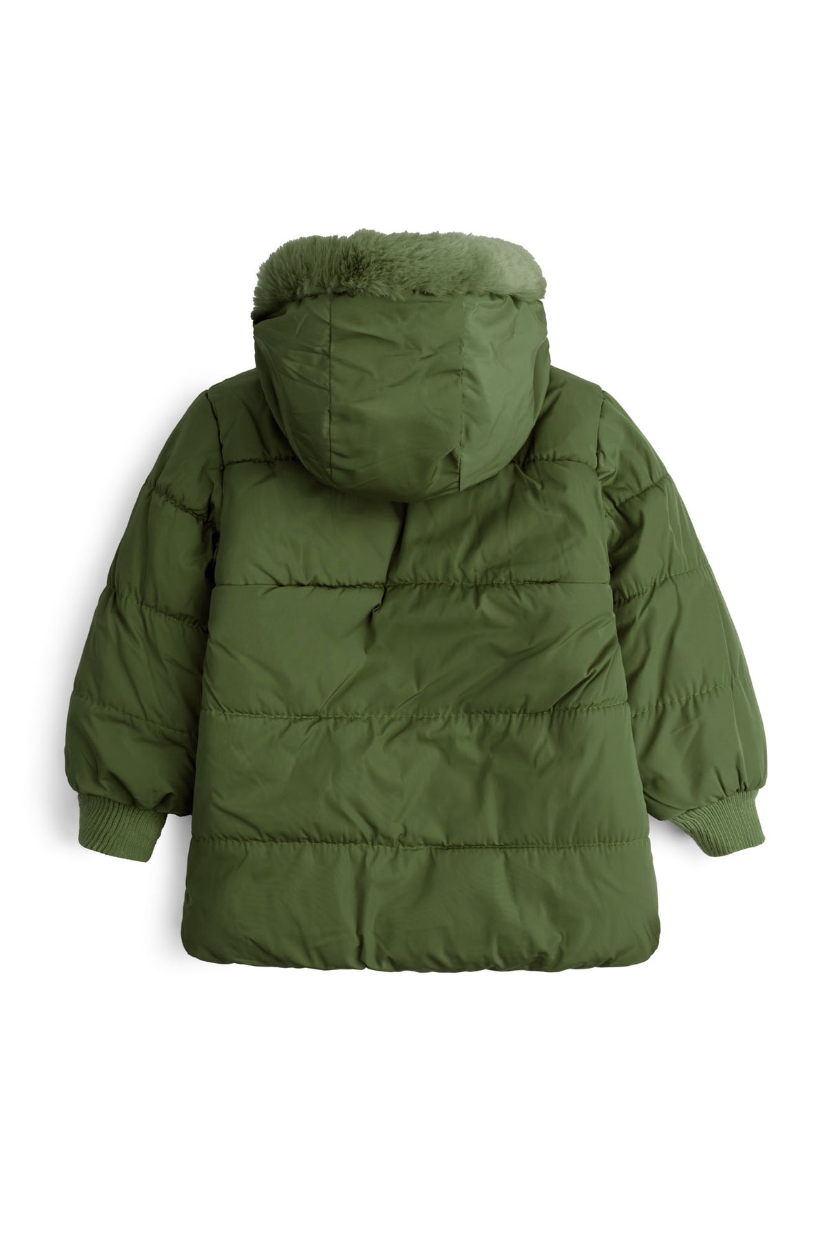 The Cozy Olive-Quilted Faux Fur Puffer Jacket