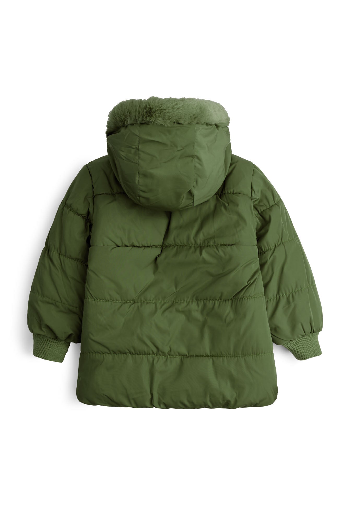 The Cozy Olive-Quilted Faux Fur Puffer Jacket