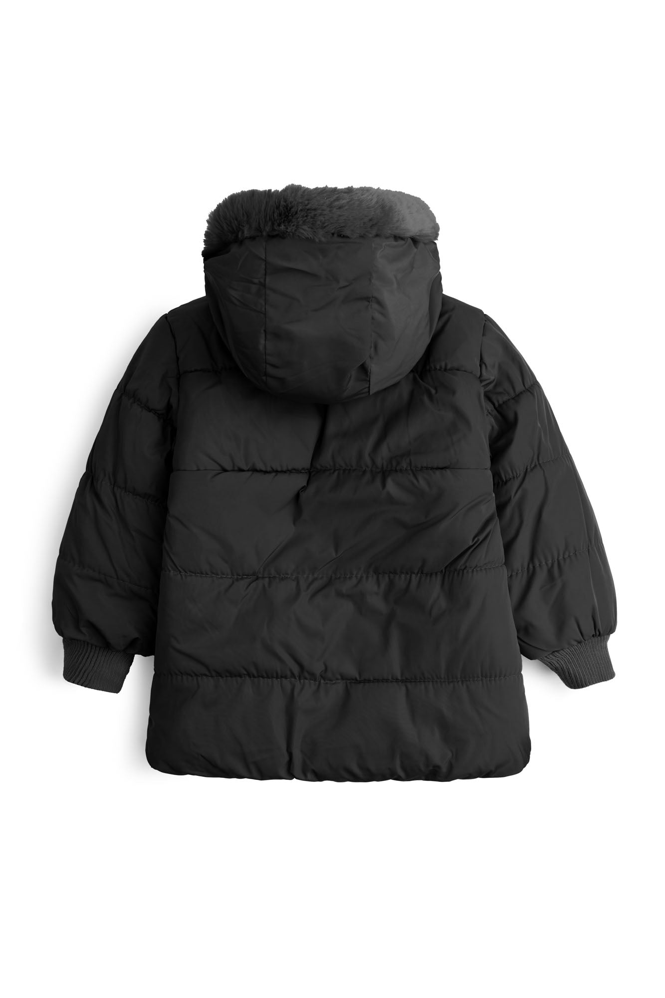 The Cozy Black-Quilted Faux Fur Puffer Jacket