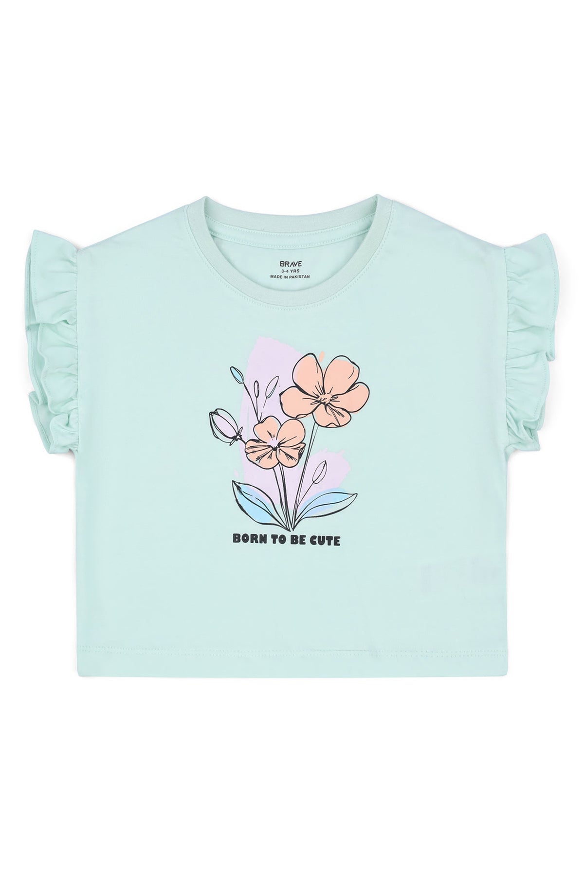 Girls' Mint Ruffle Sleeve Graphic Tee
