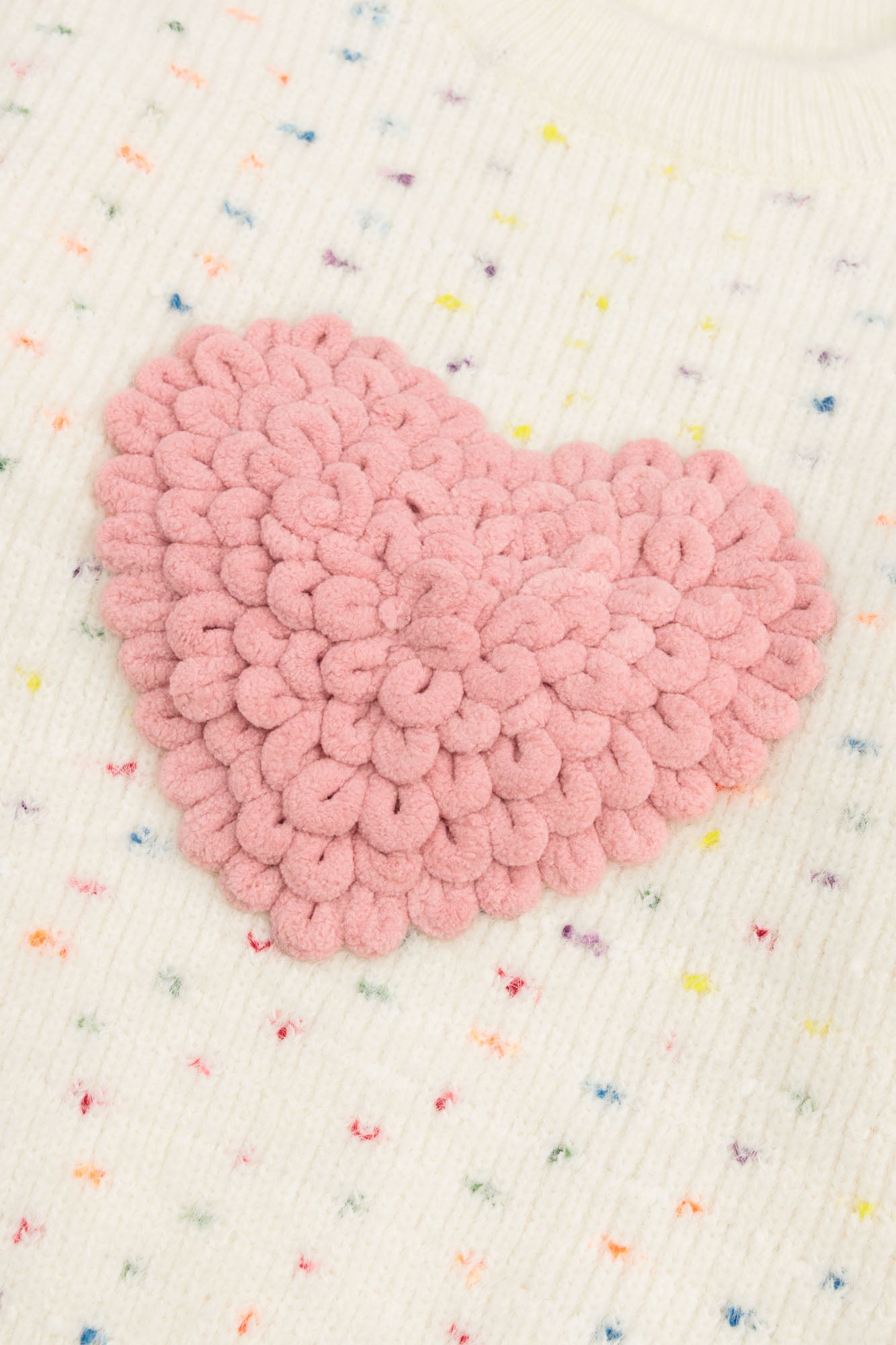 White Sweet Heart Confetti Sweater