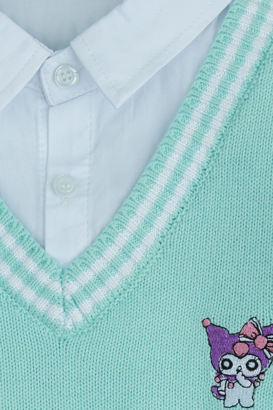 Aqua V-Neck Character Sweater