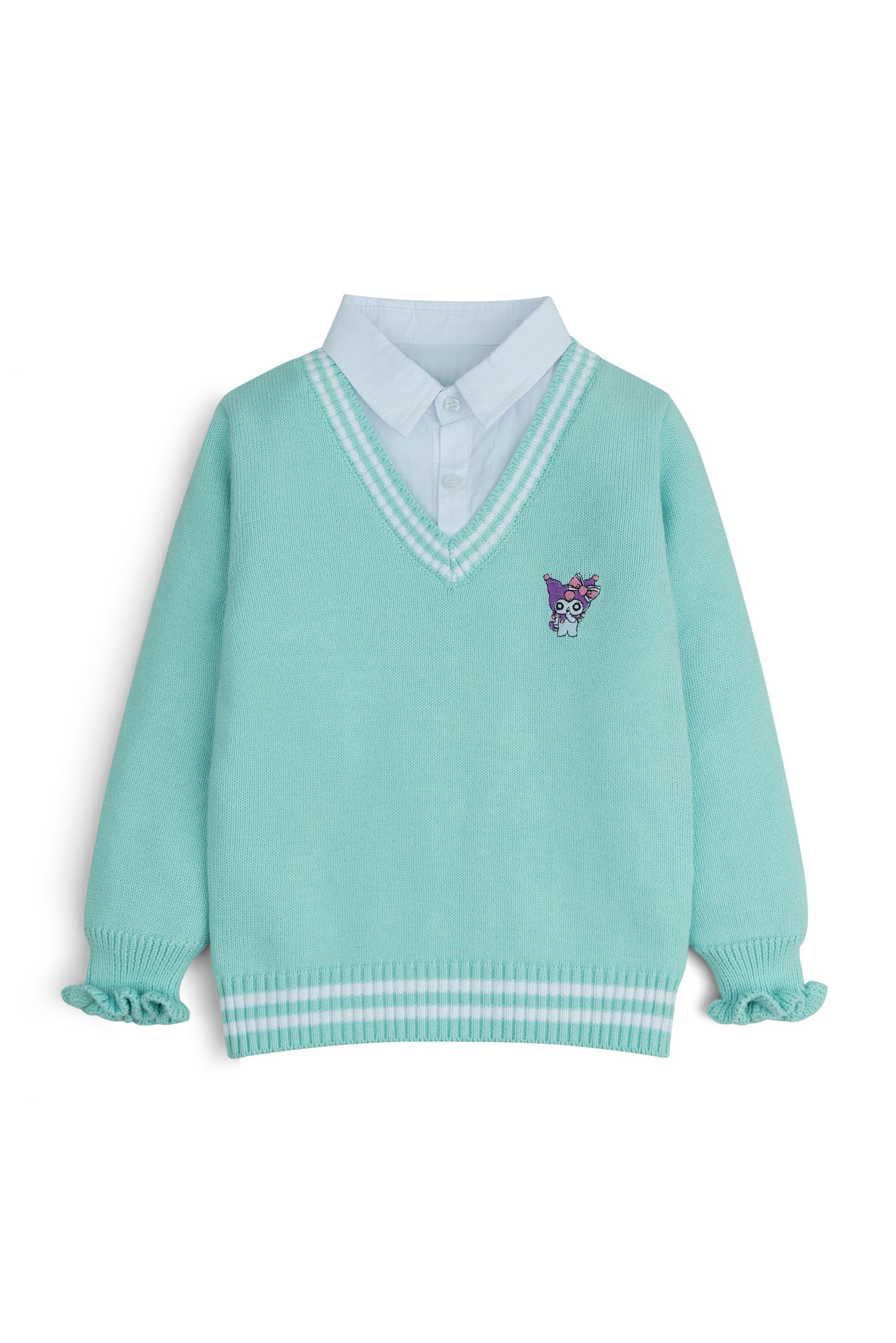 Aqua V-Neck Character Sweater