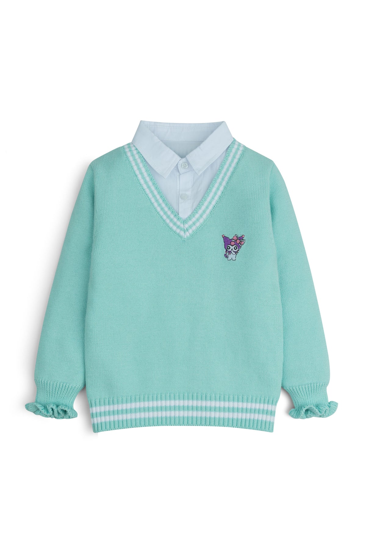 Aqua V-Neck Character Sweater