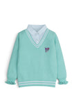 Aqua V-Neck Character Sweater