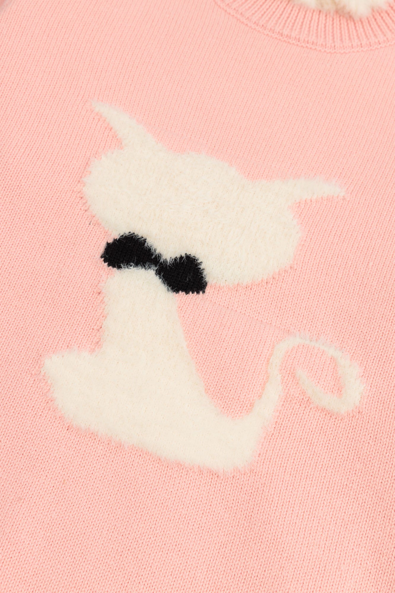 Pink Plush Kitten Ruffle Sweater