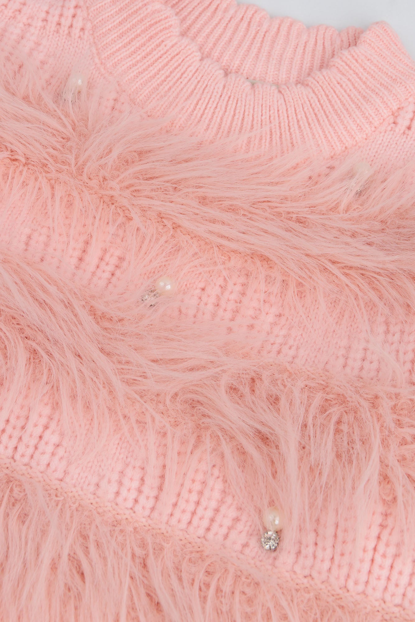 Pink Faux Fur & Pearl Cord Set