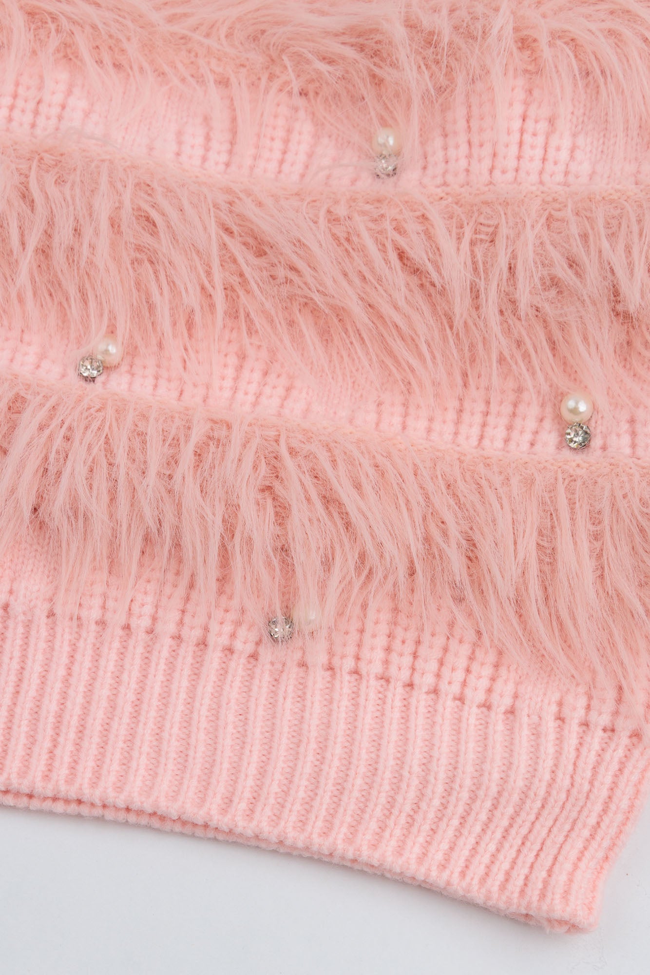 Pink Faux Fur & Pearl Cord Set