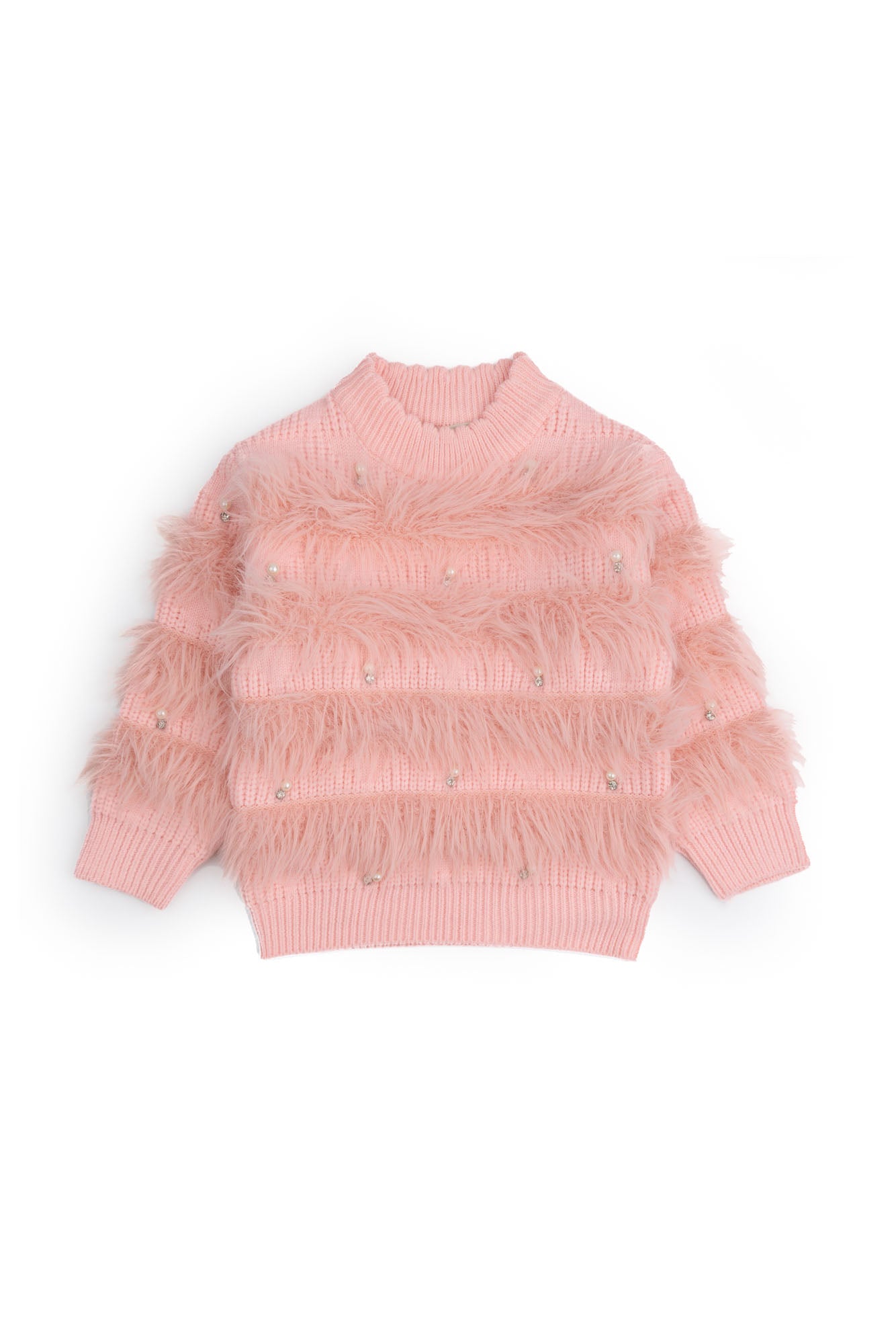 Pink Faux Fur & Pearl Cord Set