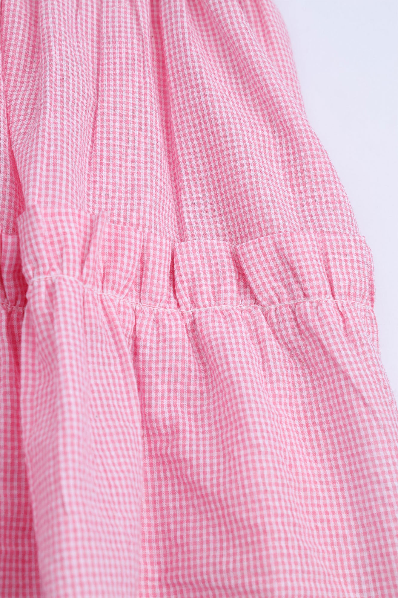 Girls' Pink Gingham Ruffled Dress