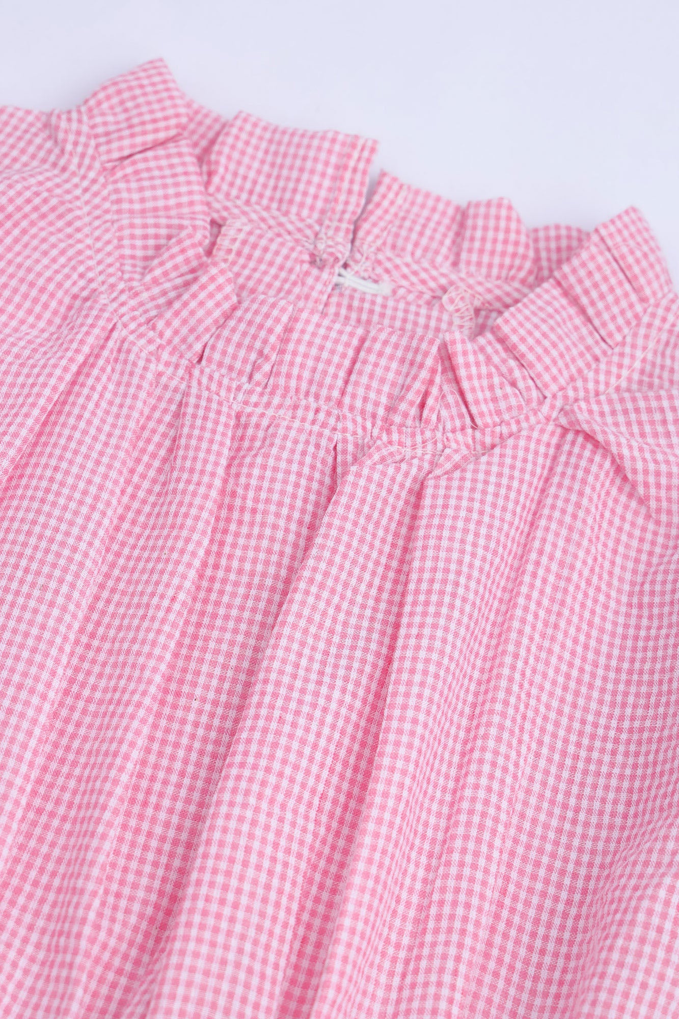 Girls' Pink Gingham Ruffled Dress