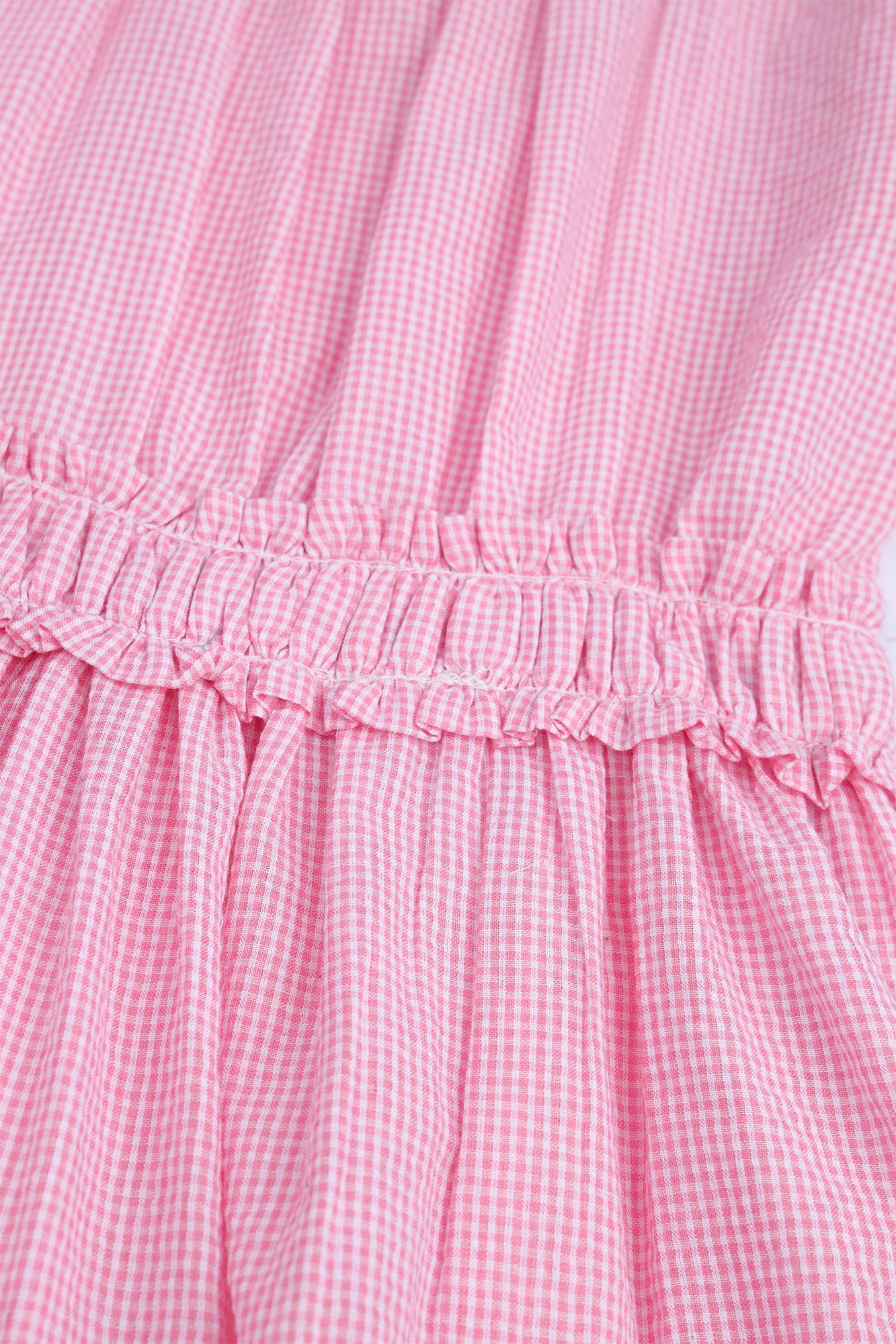 Girls' Pink Gingham Ruffled Dress