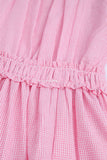 Girls' Pink Gingham Ruffled Dress