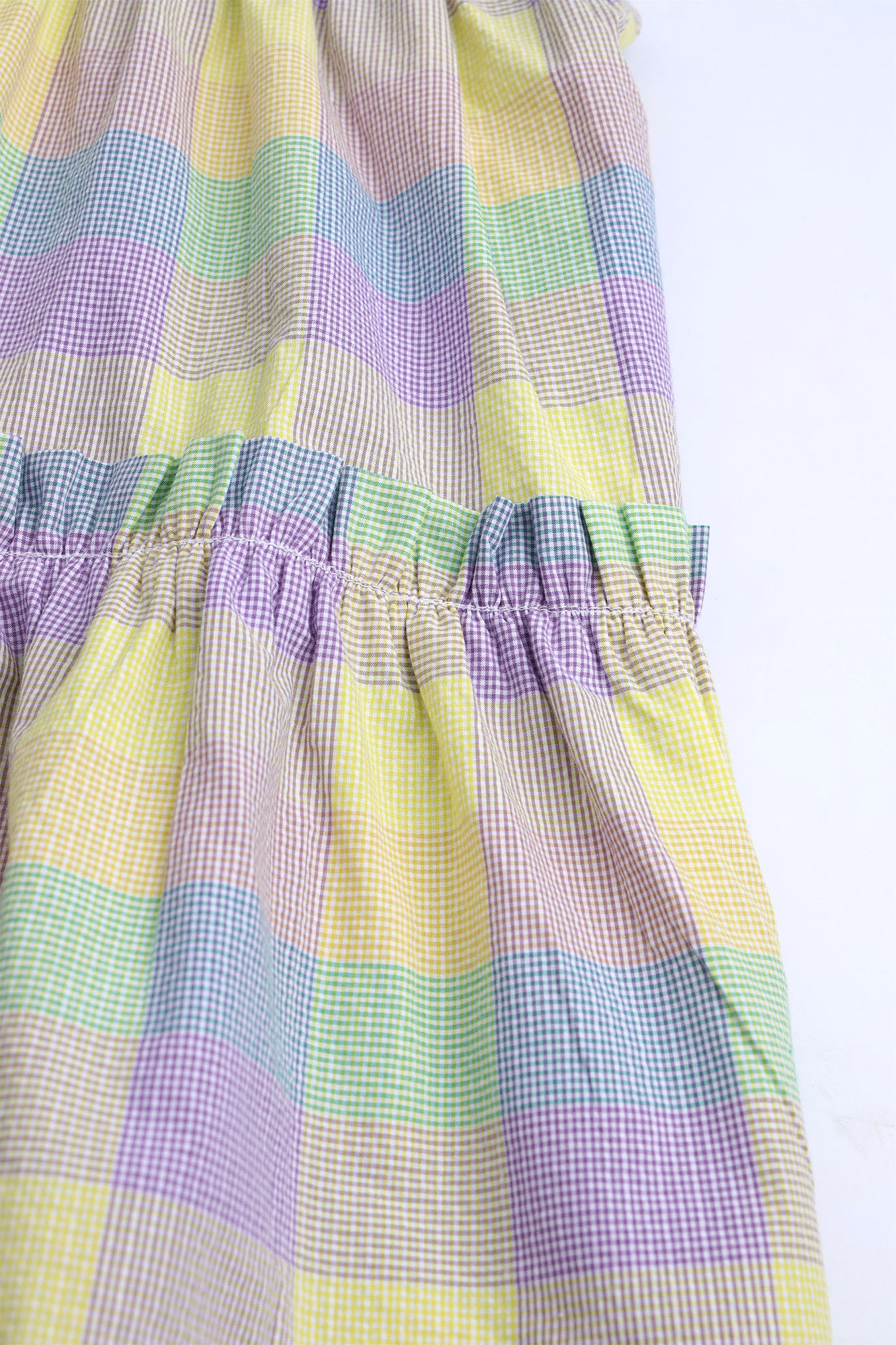 Girls' Pastel Checkered Ruffled Dress