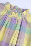 Girls' Pastel Checkered Ruffled Dress