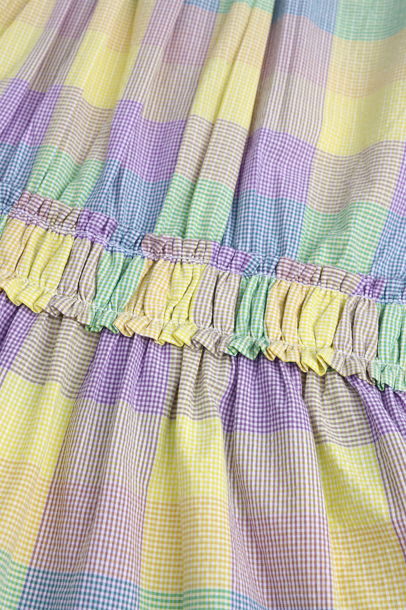 Girls' Pastel Checkered Ruffled Dress