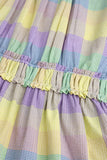 Girls' Pastel Checkered Ruffled Dress