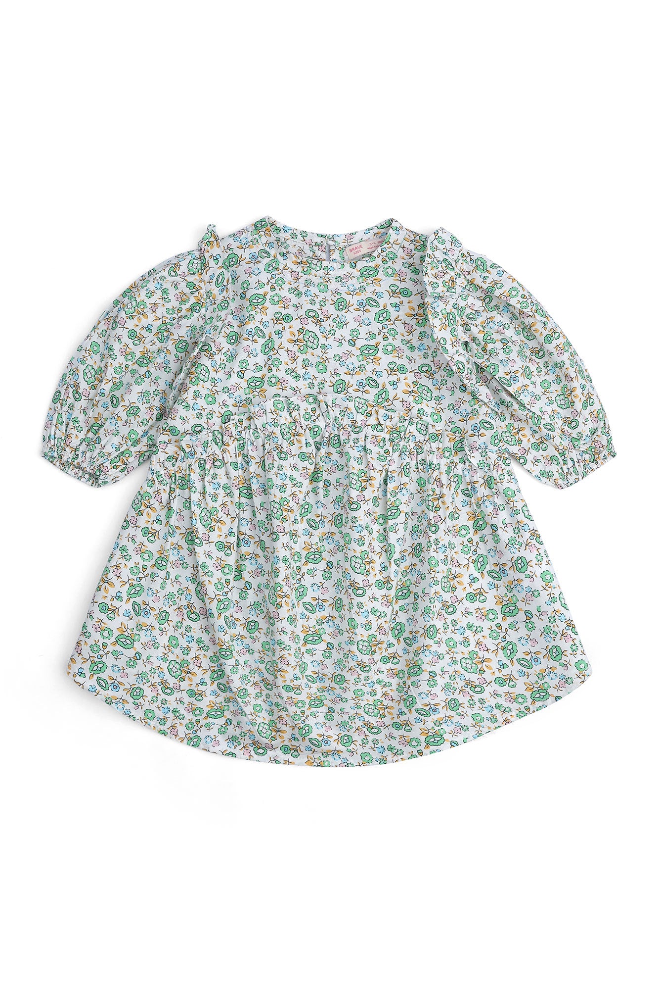 Girls' Green Floral Tiered Dress