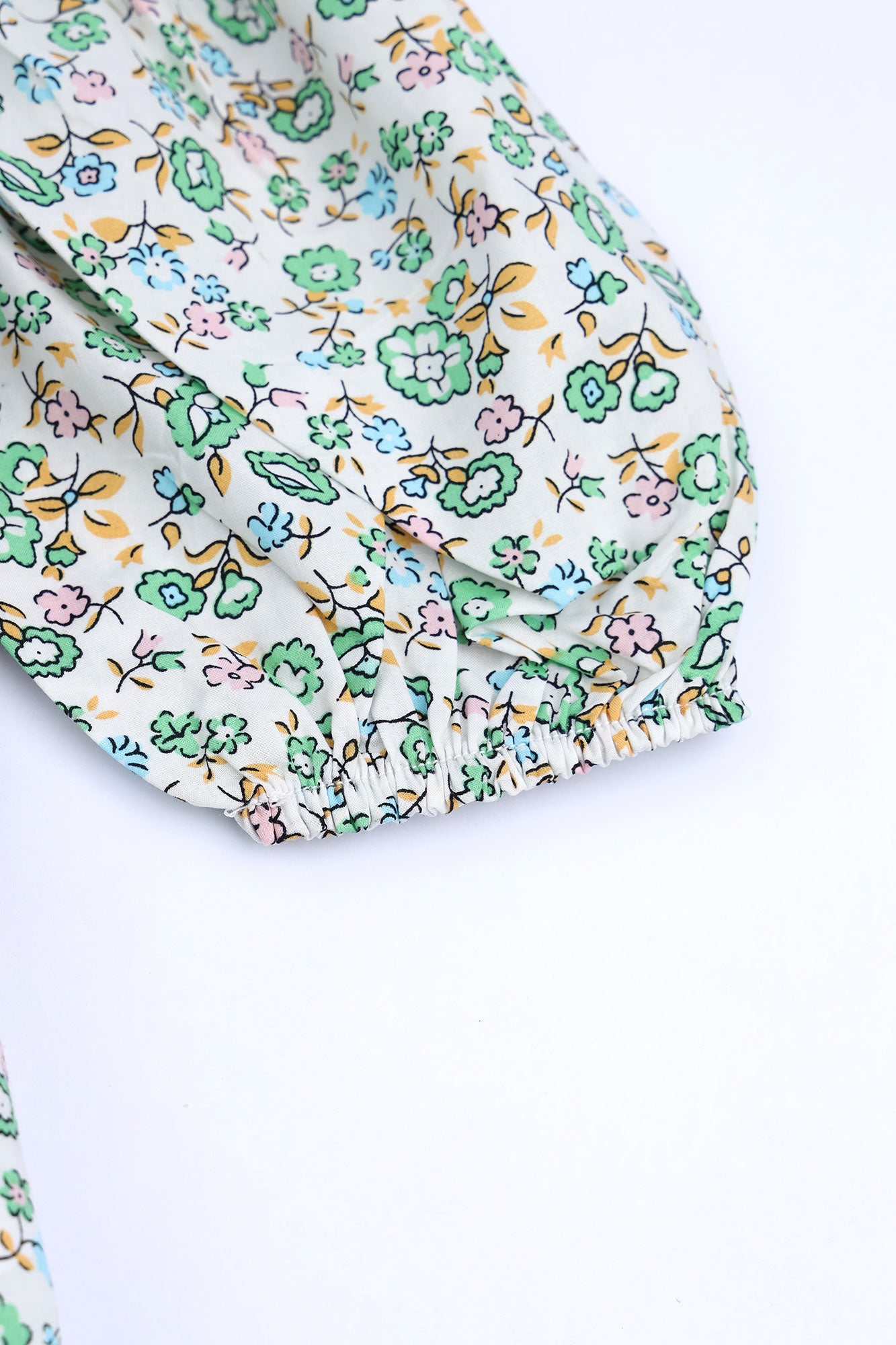 Girls' Green Floral Tiered Dress