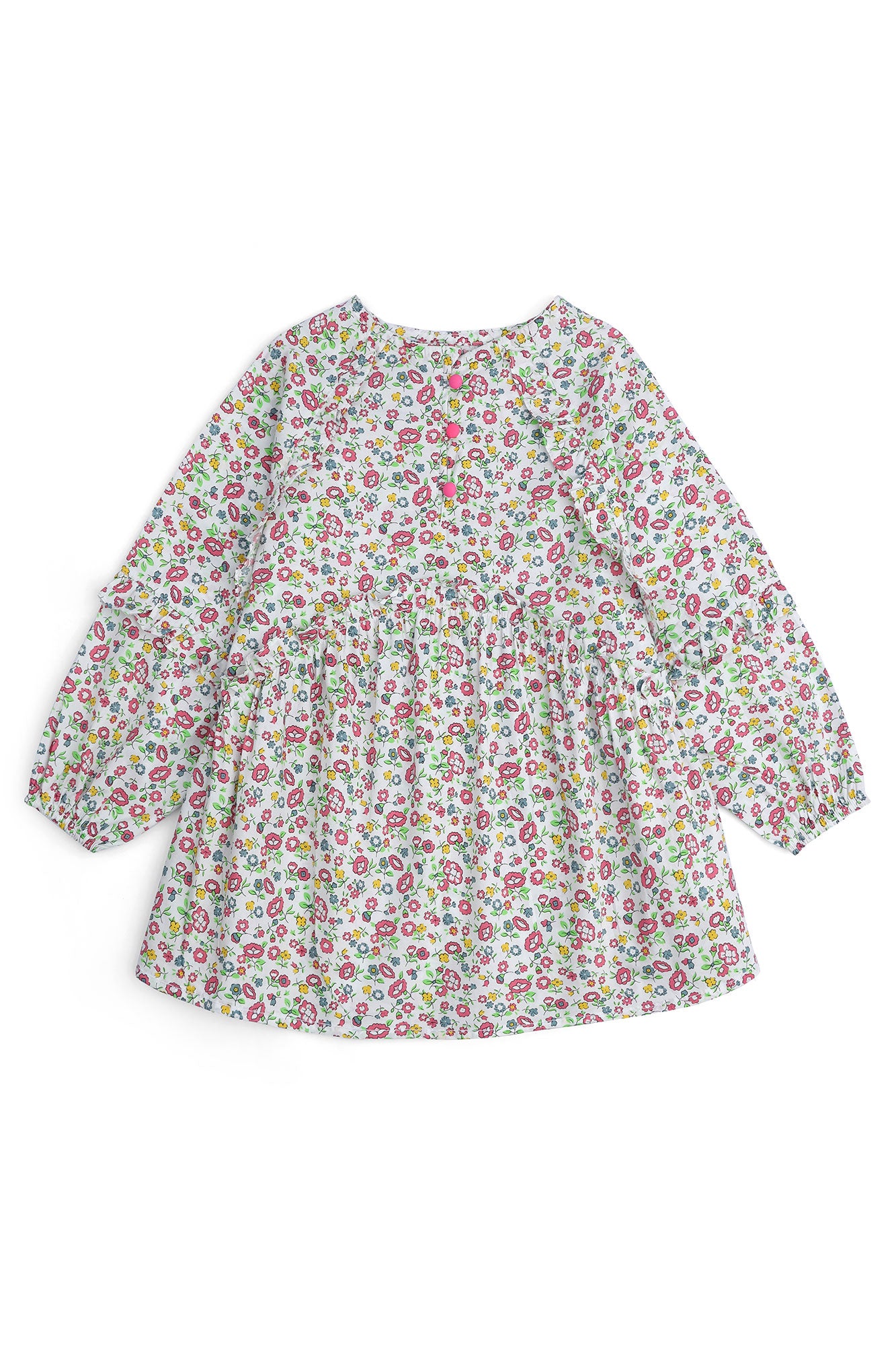 Girls' Colorful Floral Ruffled Tunic