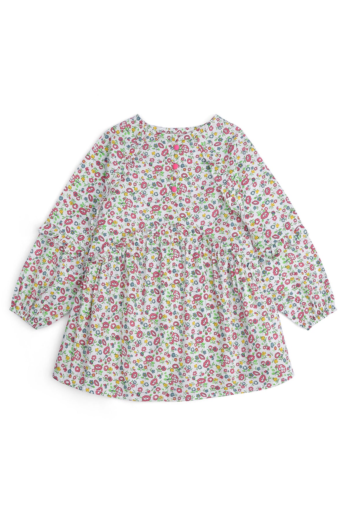Girls' Colorful Floral Ruffled Tunic