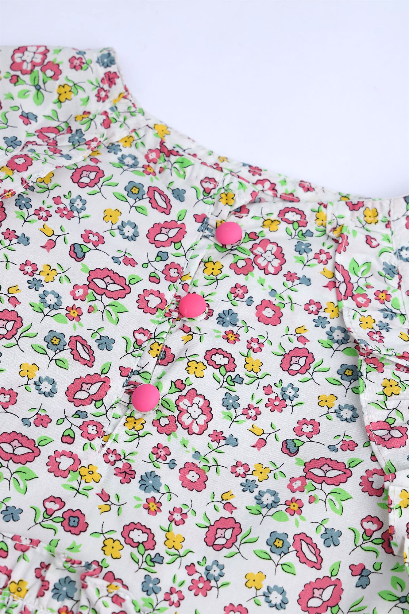 Girls' Colorful Floral Ruffled Tunic