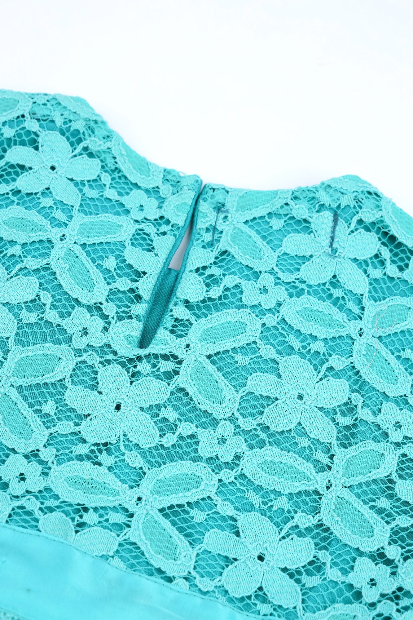 Girls' Turquoise Floral Lace Top