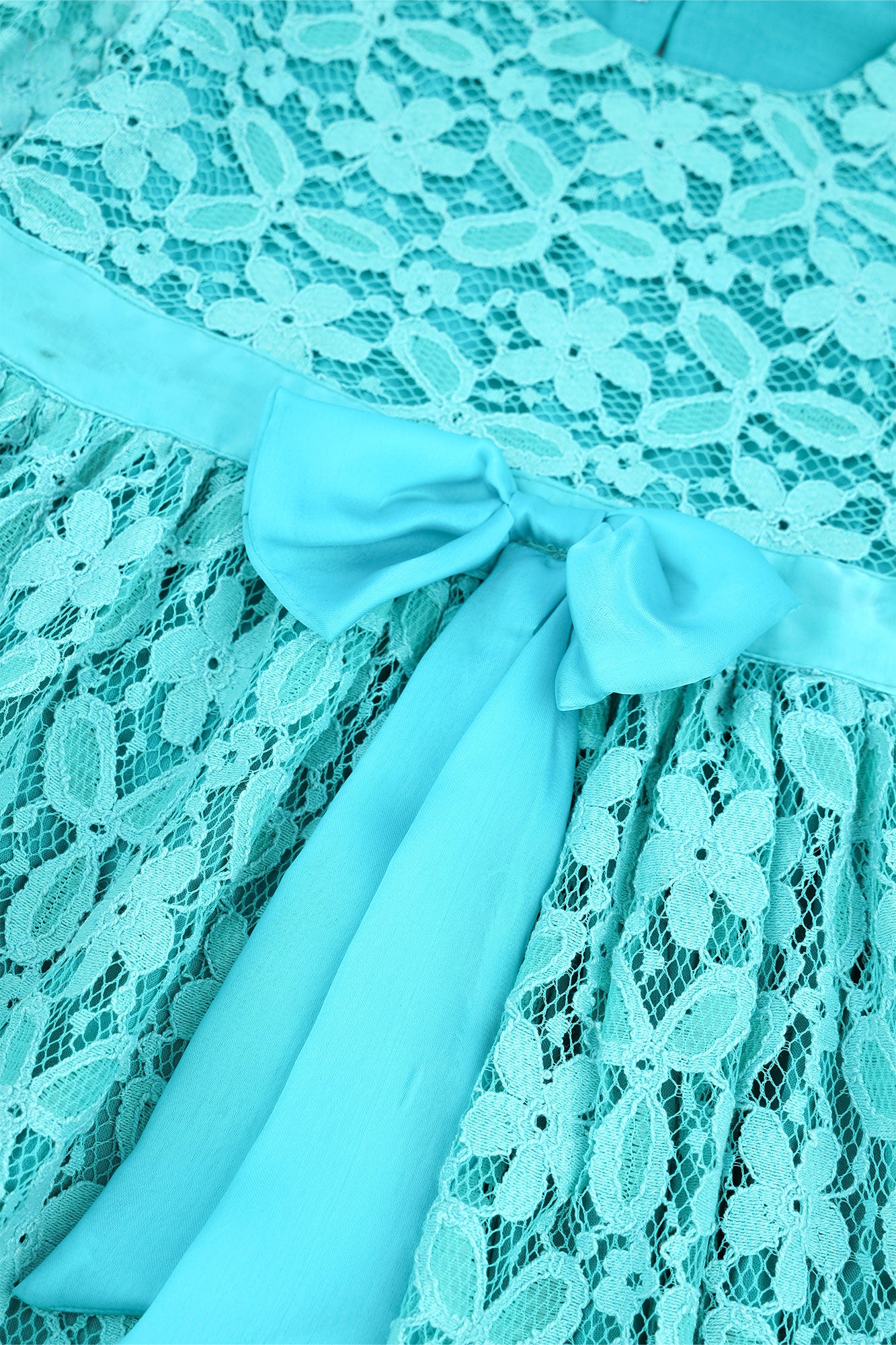 Girls' Turquoise Floral Lace Top