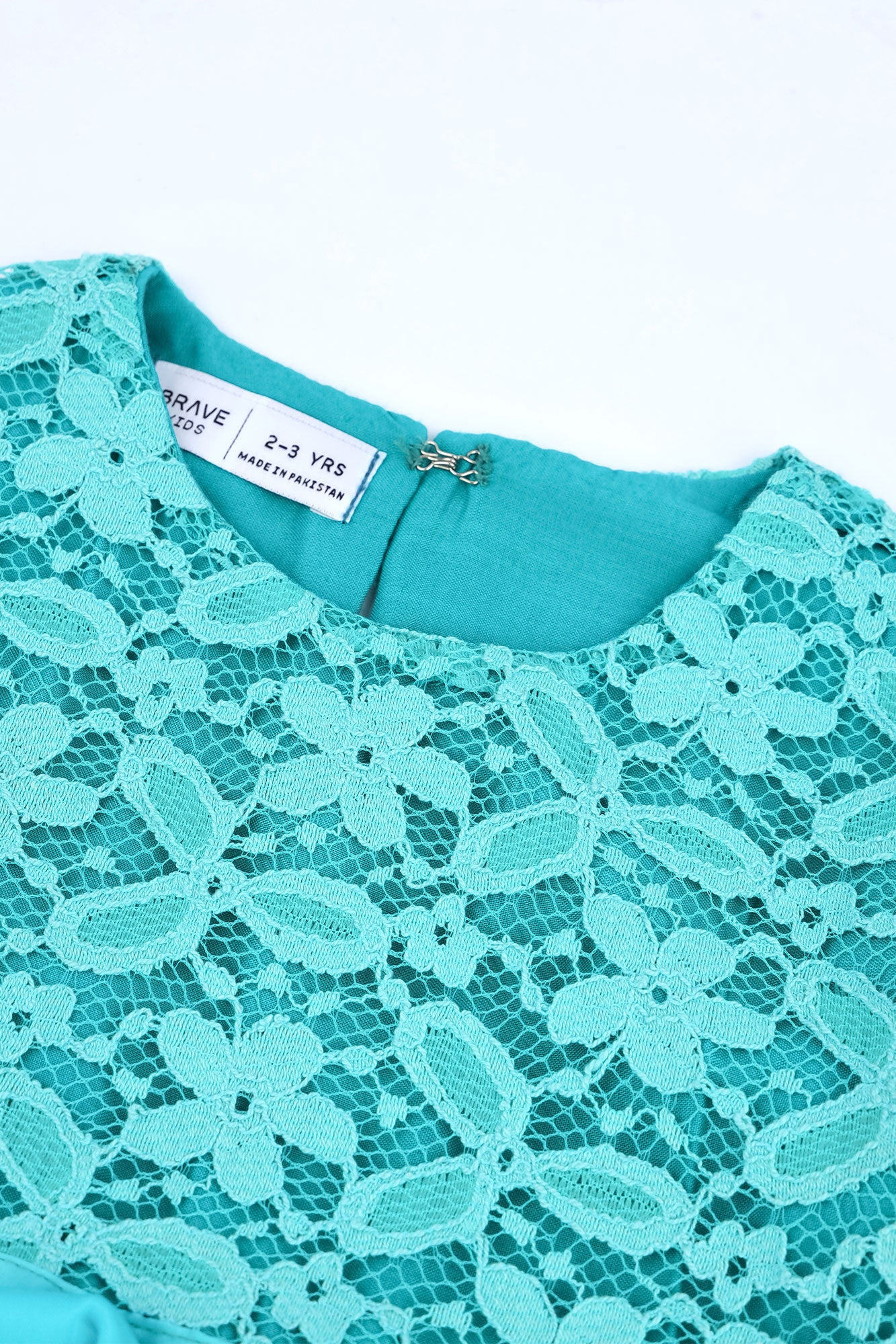 Girls' Turquoise Floral Lace Top