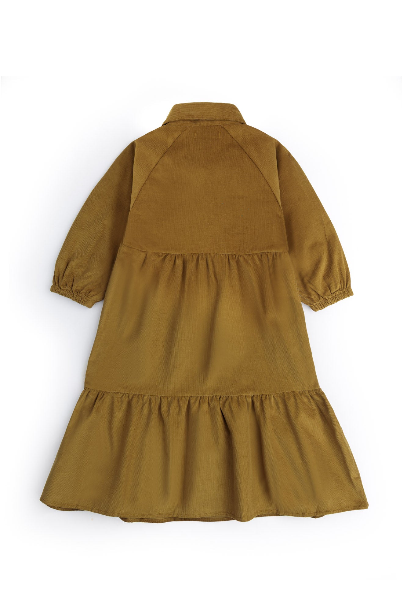 Floral Embroidered Corduroy Tiered Dress