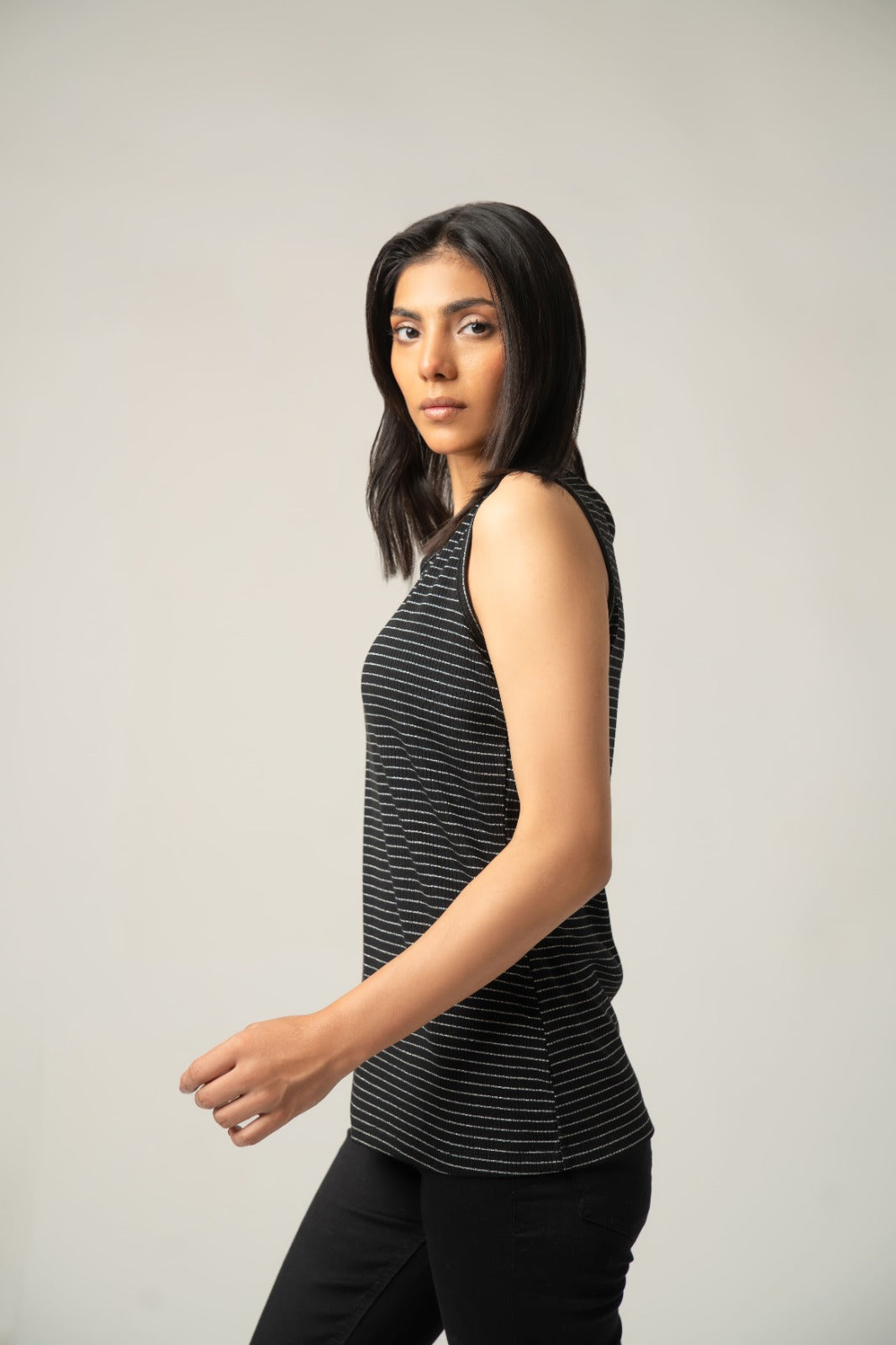 The Fine Stripe Knit Tank Top